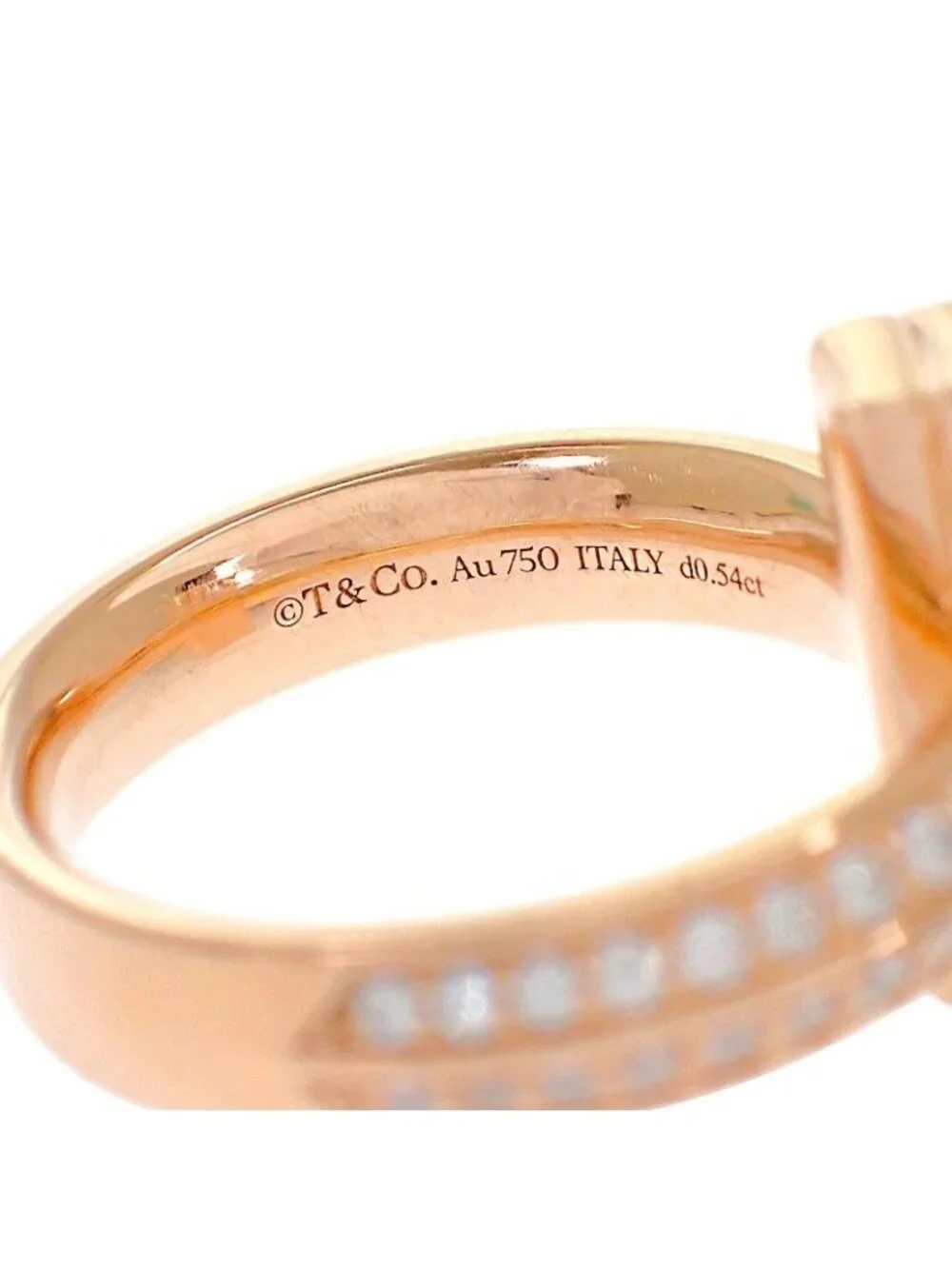 Tiffany & Co T One Actual Ring 18K Gold Rose Diamond